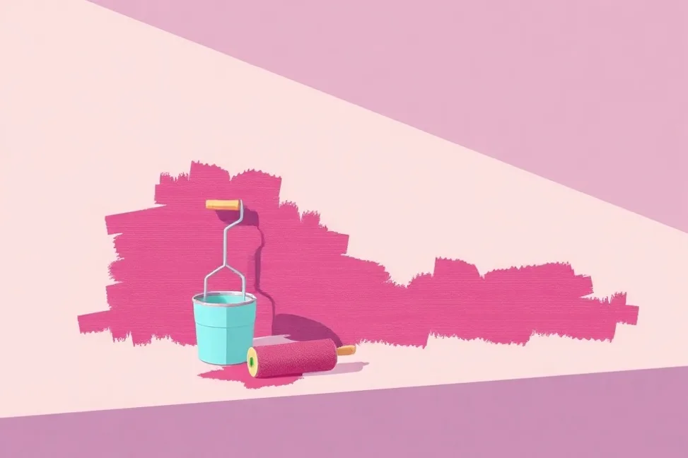 Outils de peinture disposés dans l'ordre des étapes du chantier